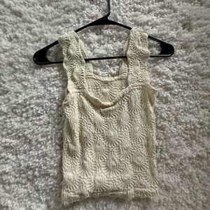 Free People Cream Textured Tank Top